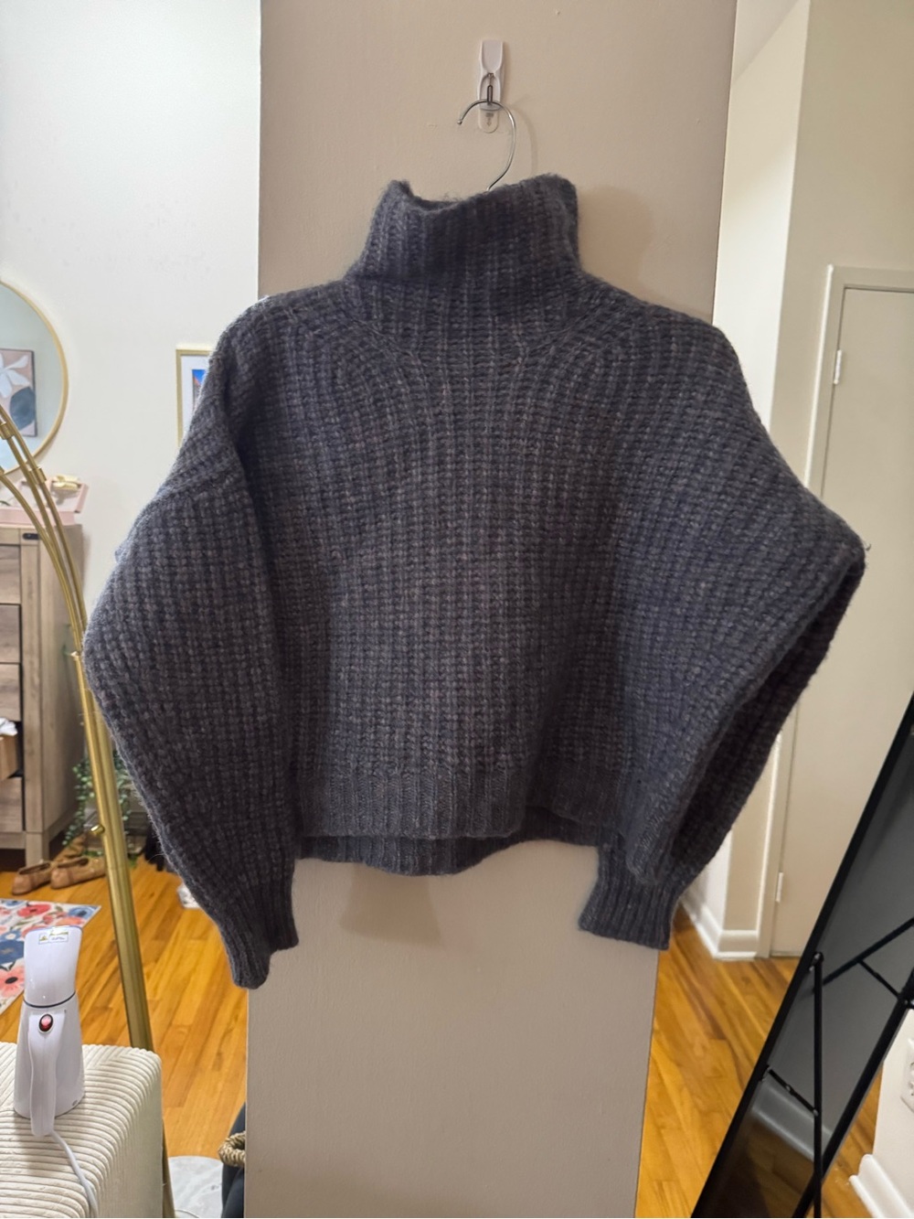 Isabel Marant Turtleneck Cozy Ribbed Sweater - Charcoal Gray - Picture 3 of 6